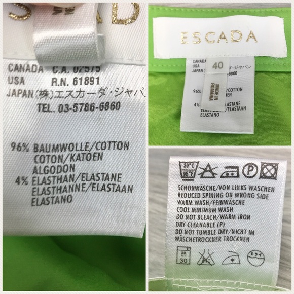 ESCADA Neon Green Straight Pencil Skirt Lac-Up Pockets Women’s Size 40 US M - Picture 13 of 14